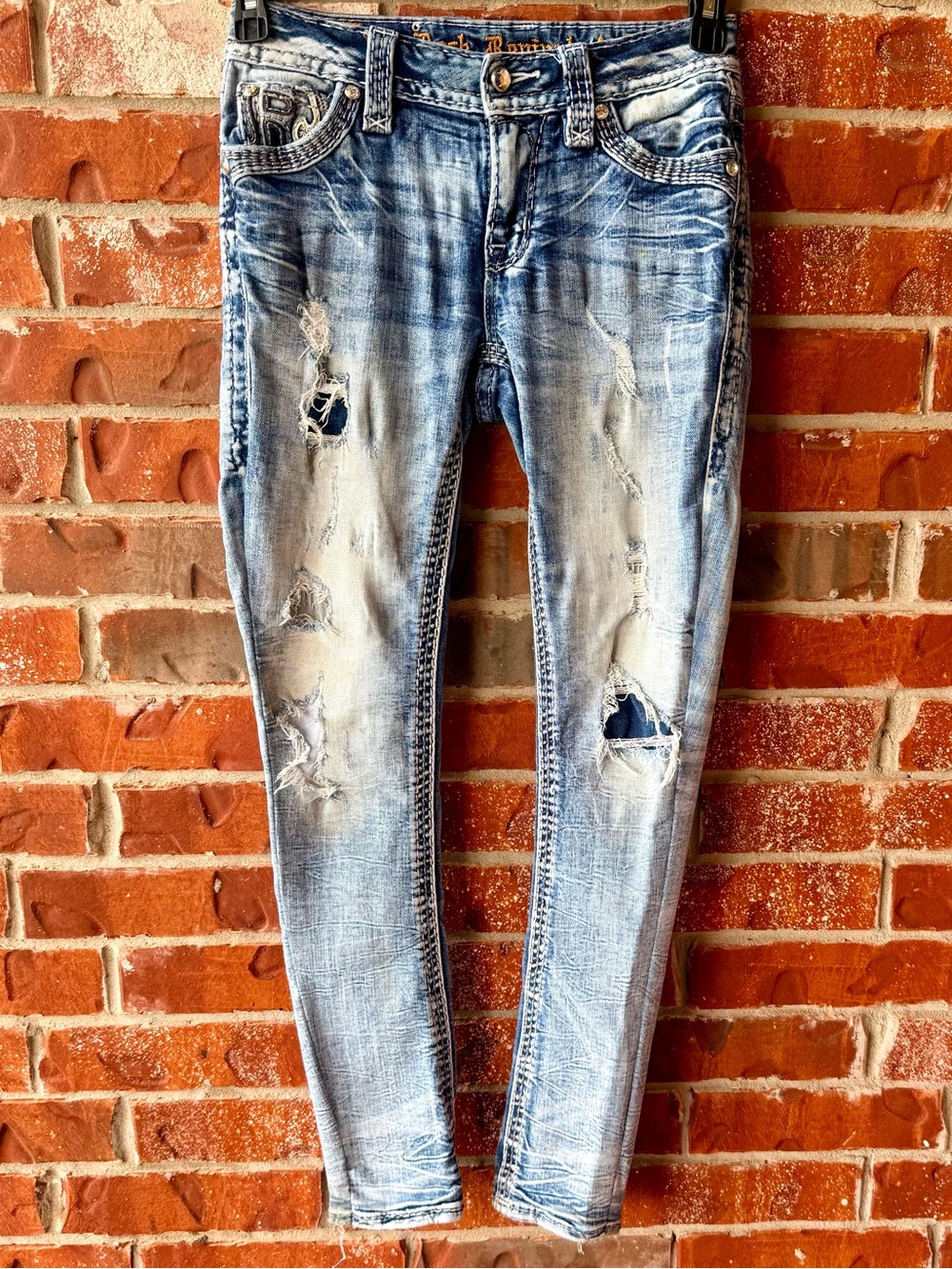 Rock Revival Distressed Light Blue Skinny Jeans